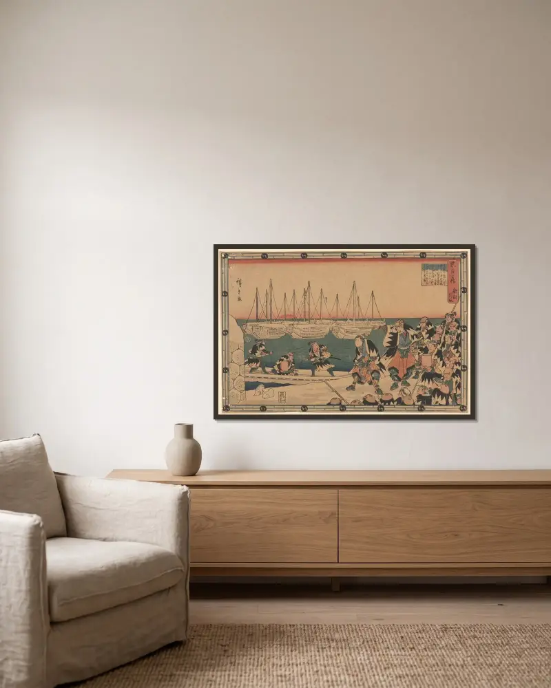 The Ronin Embarking av Utagawa Hiroshige inramad på en vägg
