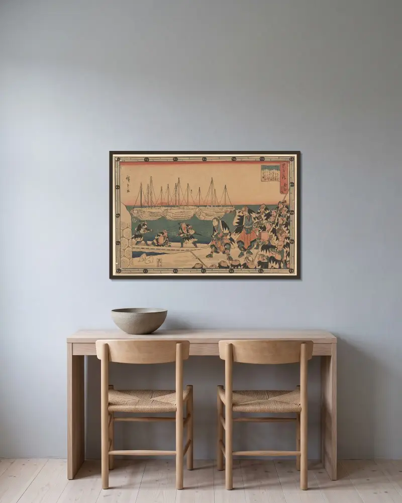 The Ronin Embarking av Utagawa Hiroshige inramad på en vägg