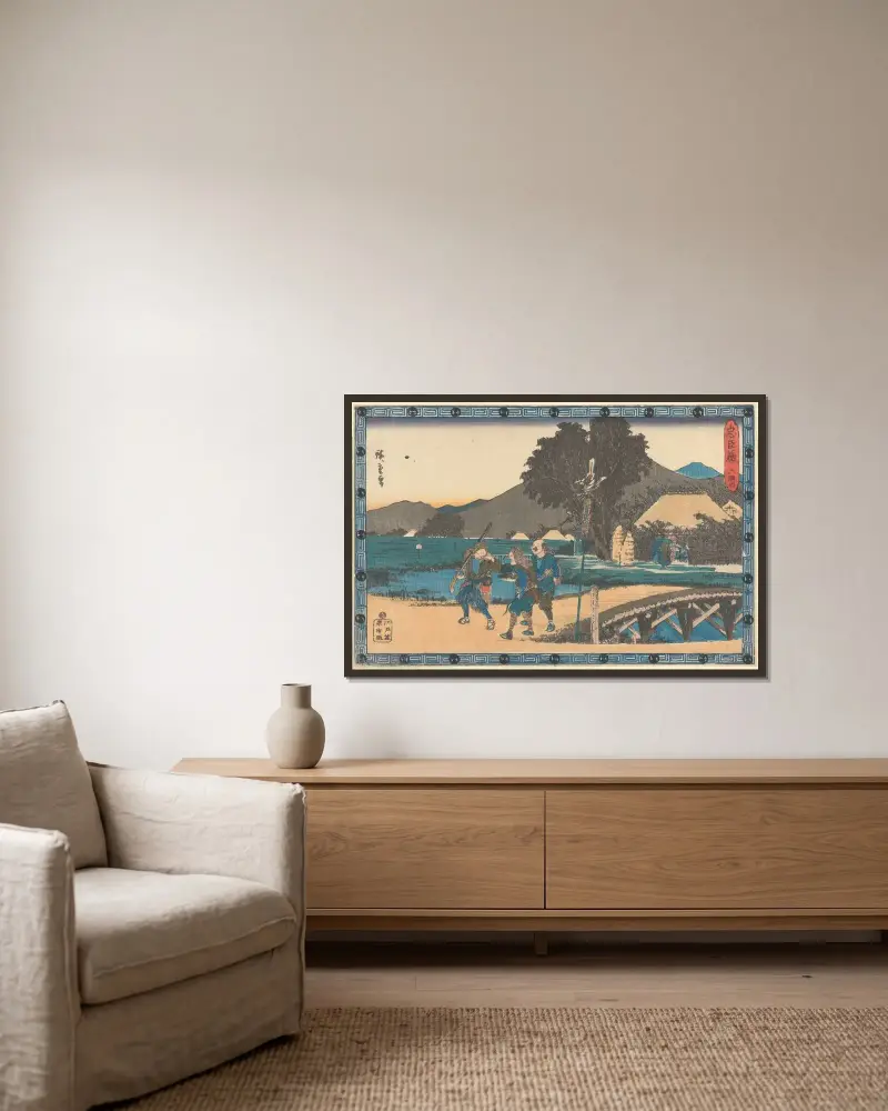 Trzej roninowie w drodze, Utagawa Hiroshige w ramie na ścianie