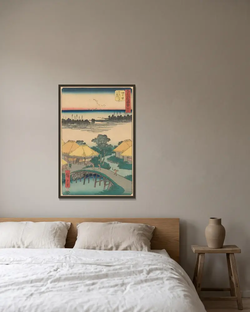 Yokkaichi, Utagawa Hiroshige v rámu na stěně