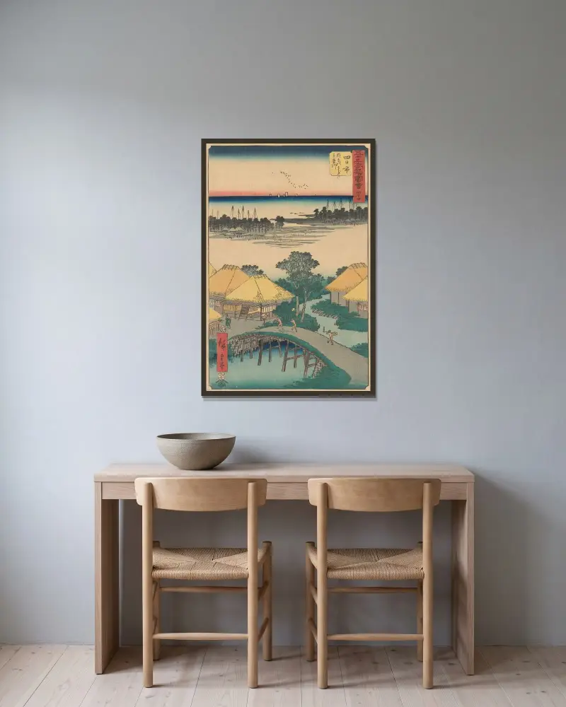 Yokkaichi, Utagawa Hiroshige v rámu na stěně