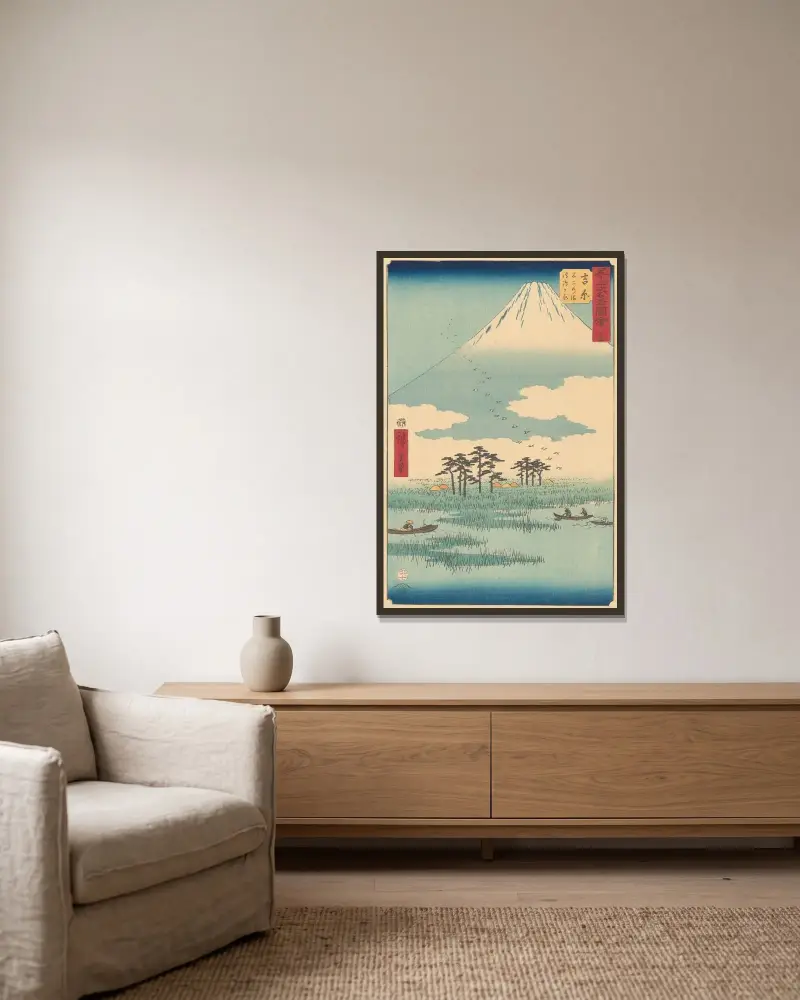 Jošivara, 1855, Utagawa Hiroshige v rámu na stěně
