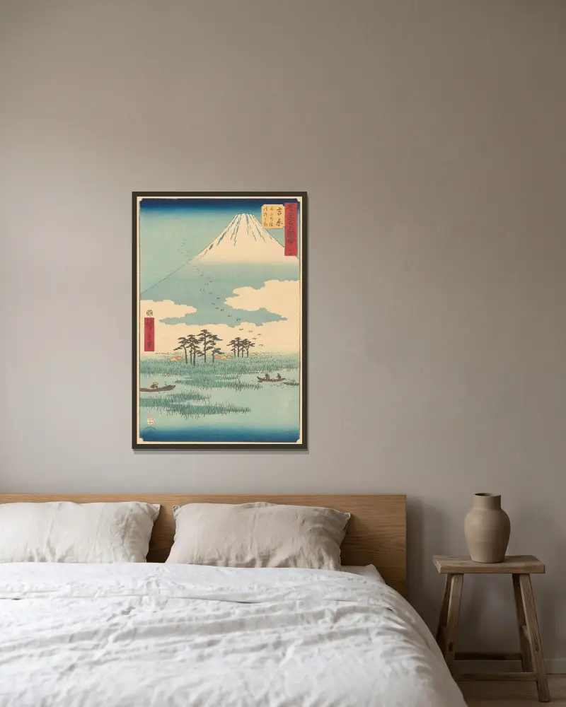 Jošivara, 1855, Utagawa Hiroshige v rámu na stěně