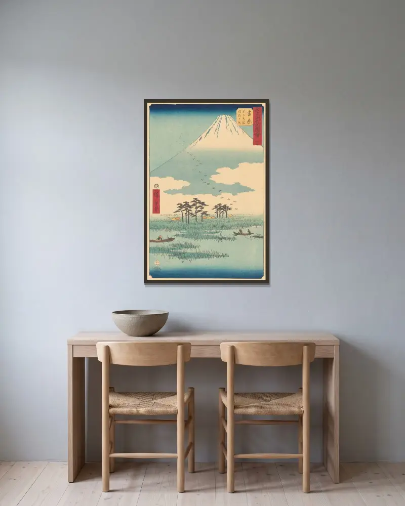 Jošivara, 1855, Utagawa Hiroshige v rámu na stěně