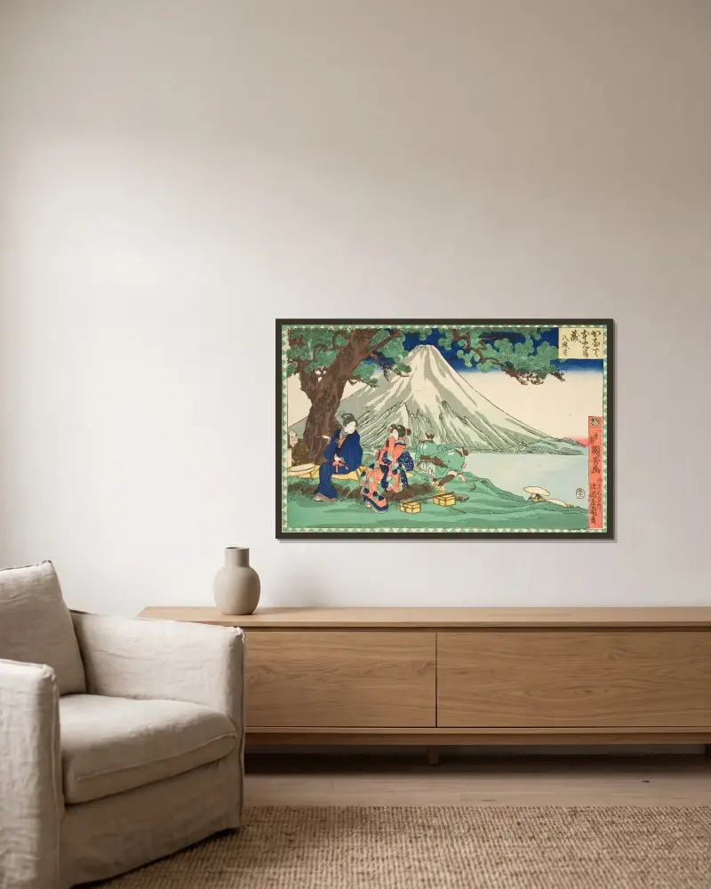 Osmá scéna; Cesta, Utagawa Kuniyoshi v rámu na stěně