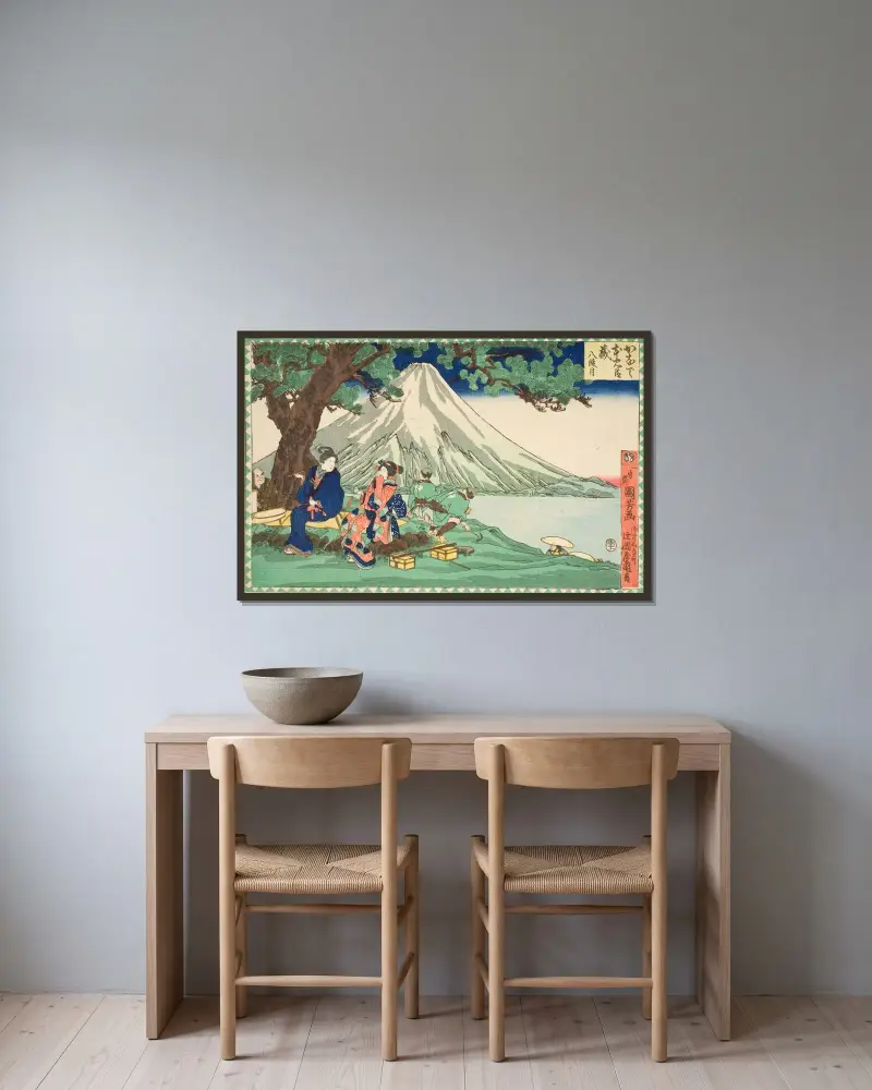 Osmá scéna; Cesta, Utagawa Kuniyoshi v rámu na stěně