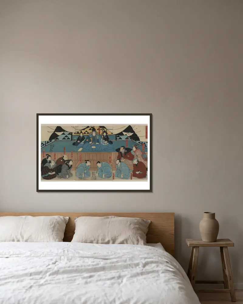 Aoto Fudžicuna, Utagawa Kuniyoshi v rámu na stěně