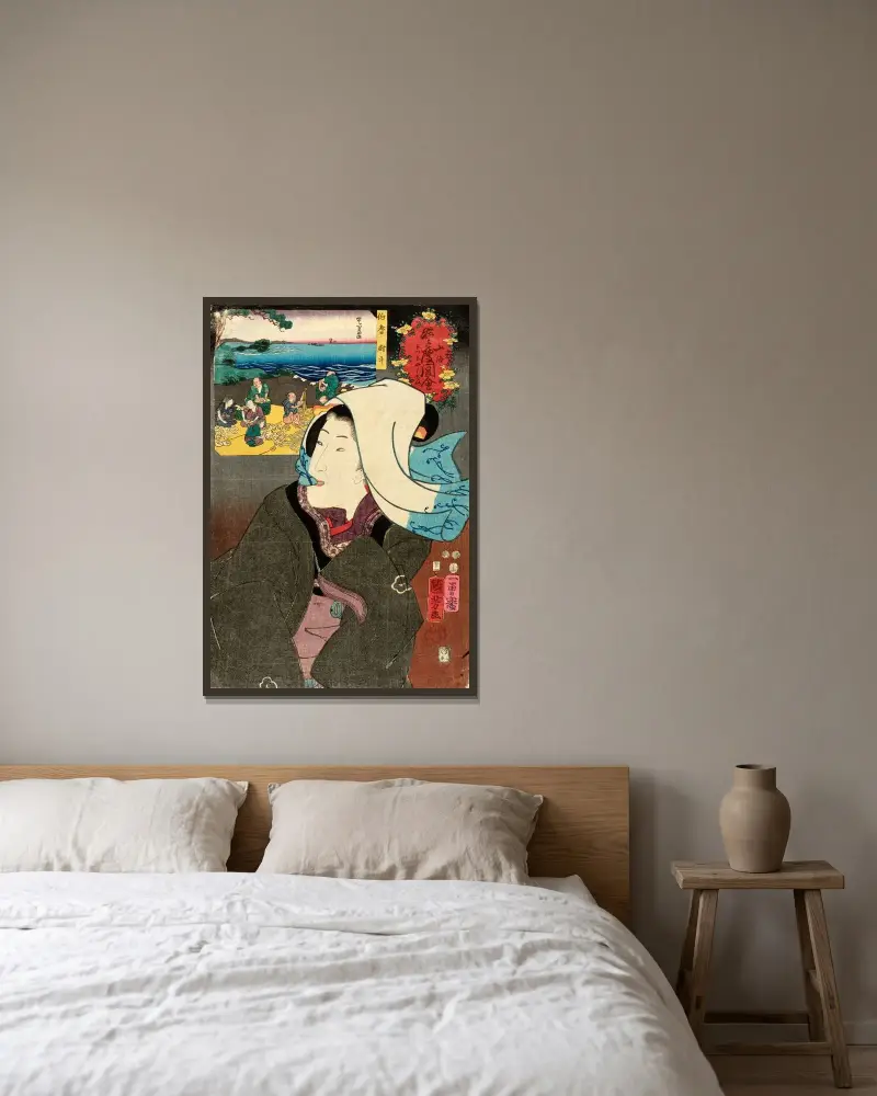 Suszony abalon z Hōki, Utagawa Kuniyoshi w ramie na ścianie