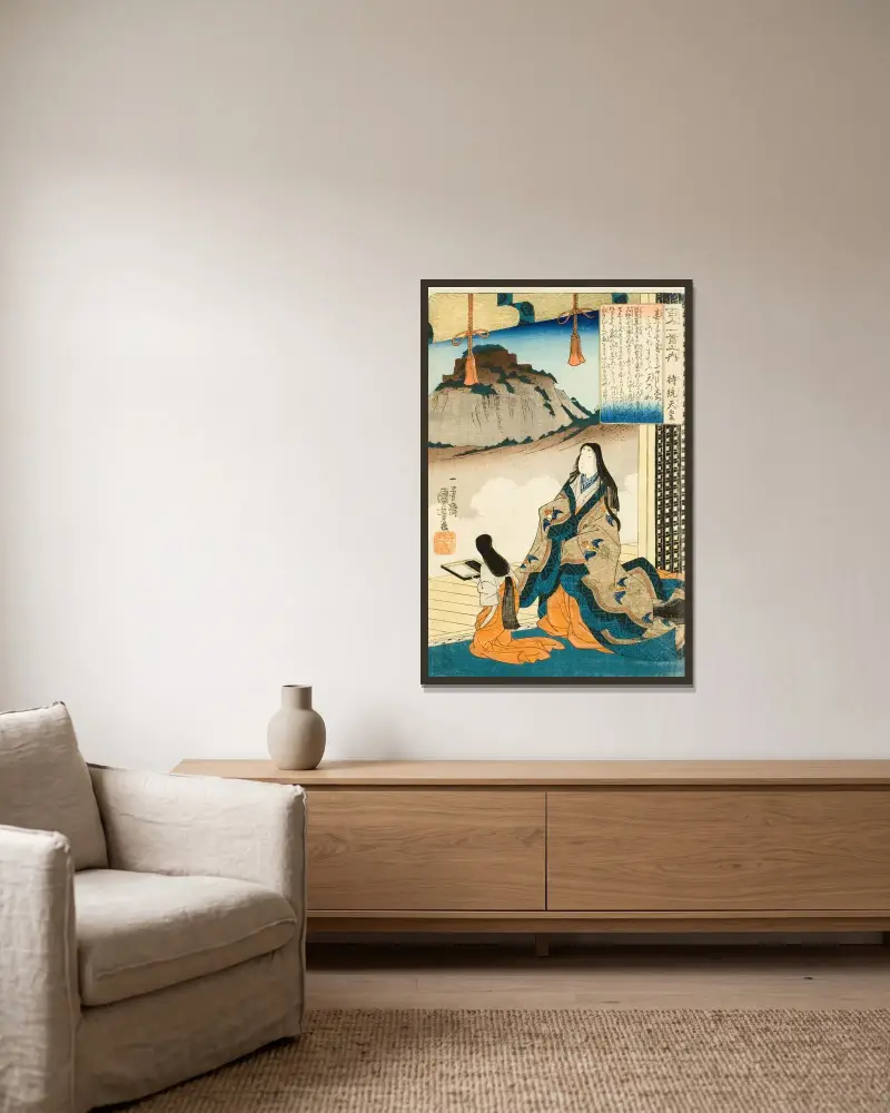 Císařovna Džitó Tennó, Utagawa Kuniyoshi v rámu na stěně