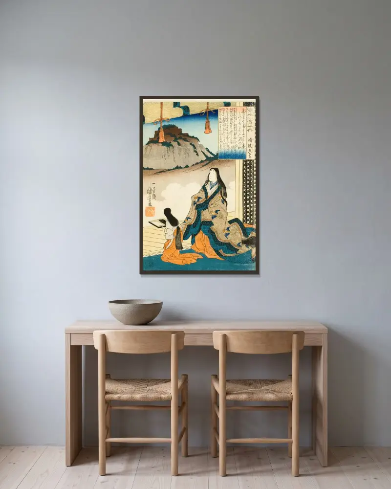Císařovna Džitó Tennó, Utagawa Kuniyoshi v rámu na stěně