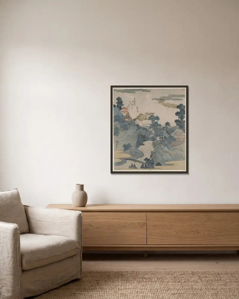 Vy över Fuji av Utagawa Kuniyoshi inramad på en vägg