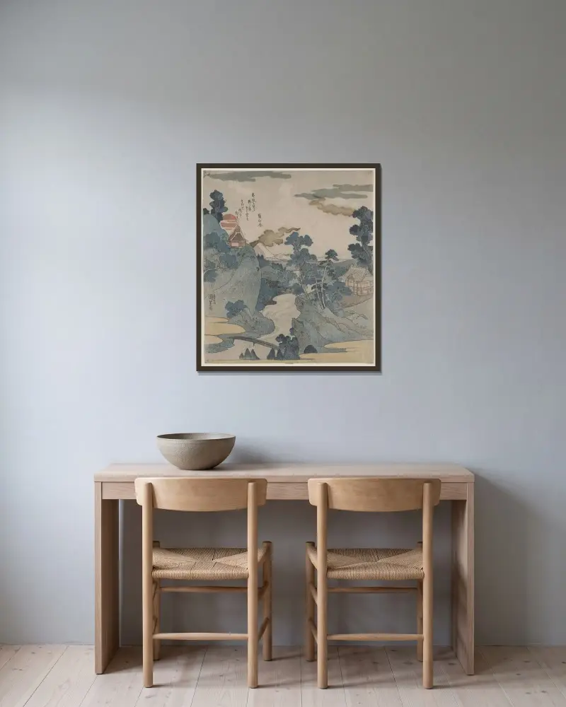 Vy över Fuji av Utagawa Kuniyoshi inramad på en vägg