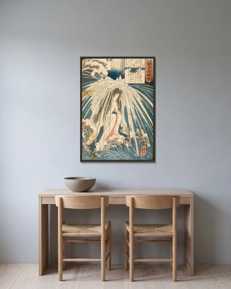 Hatsuhana, Utagawa Kuniyoshi v rámu na stěně