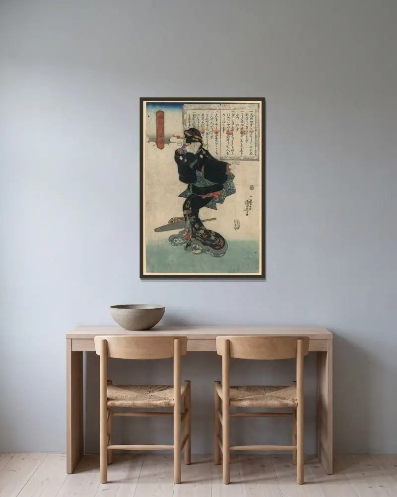 Ichi, Utagawa Kuniyoshi w ramie na ścianie