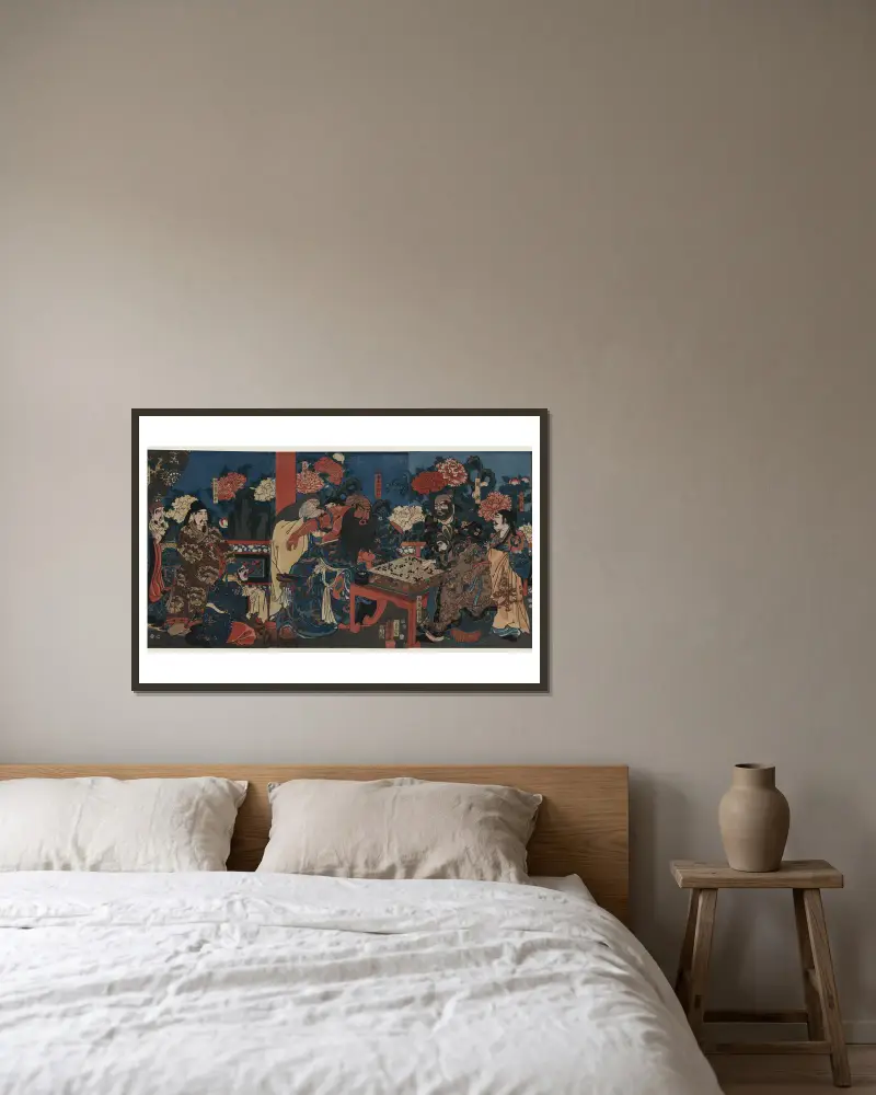 Kada hone o kezurite kan’u yakizu o ryōji suru zu von Utagawa Kuniyoshi gerahmt an einer Wand
