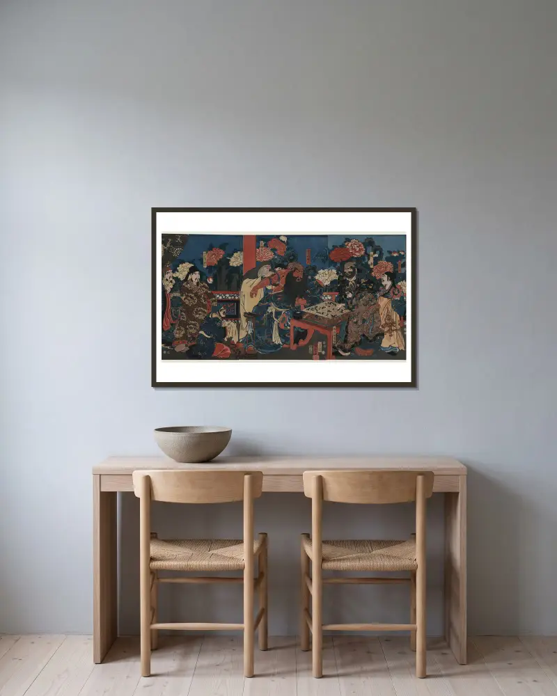 Kada hone o kezurite kan’u yakizu o ryōji suru zu von Utagawa Kuniyoshi gerahmt an einer Wand
