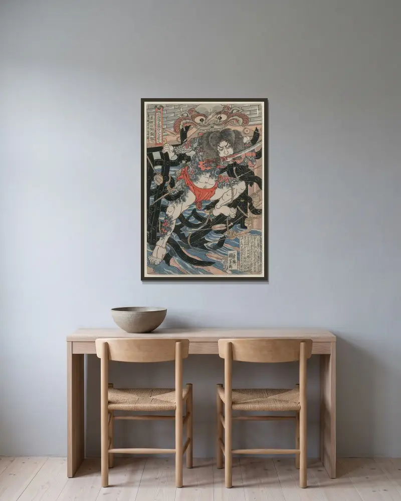 Rori Hakucho Chojun, Utagawa Kuniyoshi w ramie na ścianie