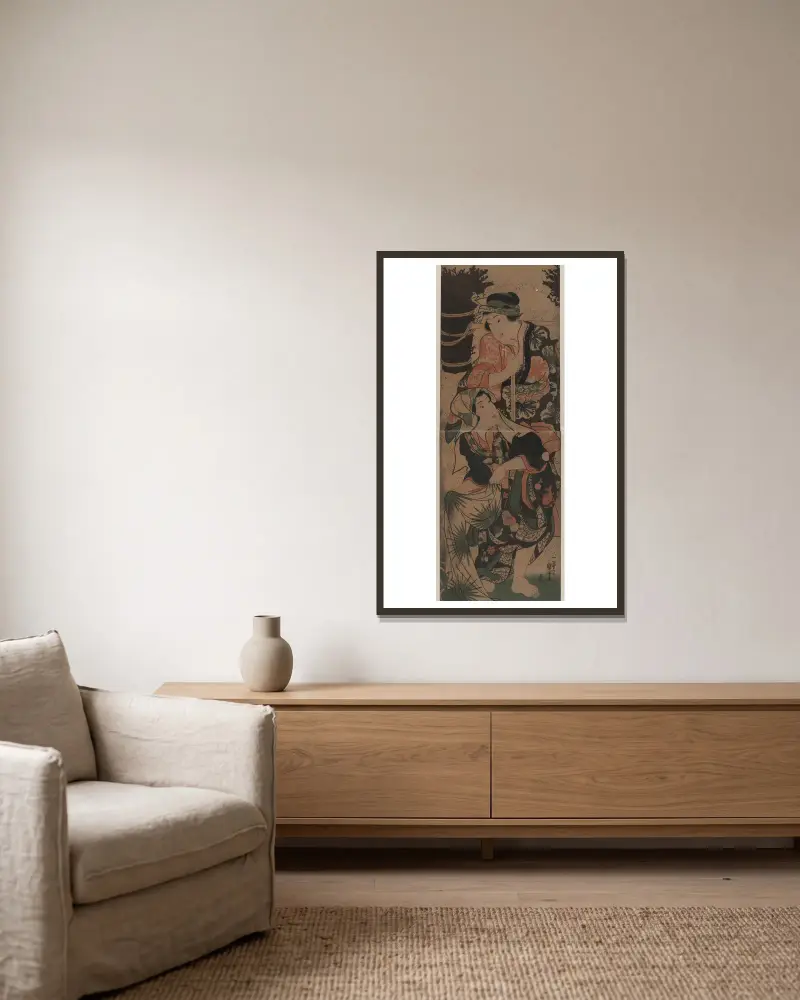 Ris och tvätt av Utagawa Kuniyoshi inramad på en vägg