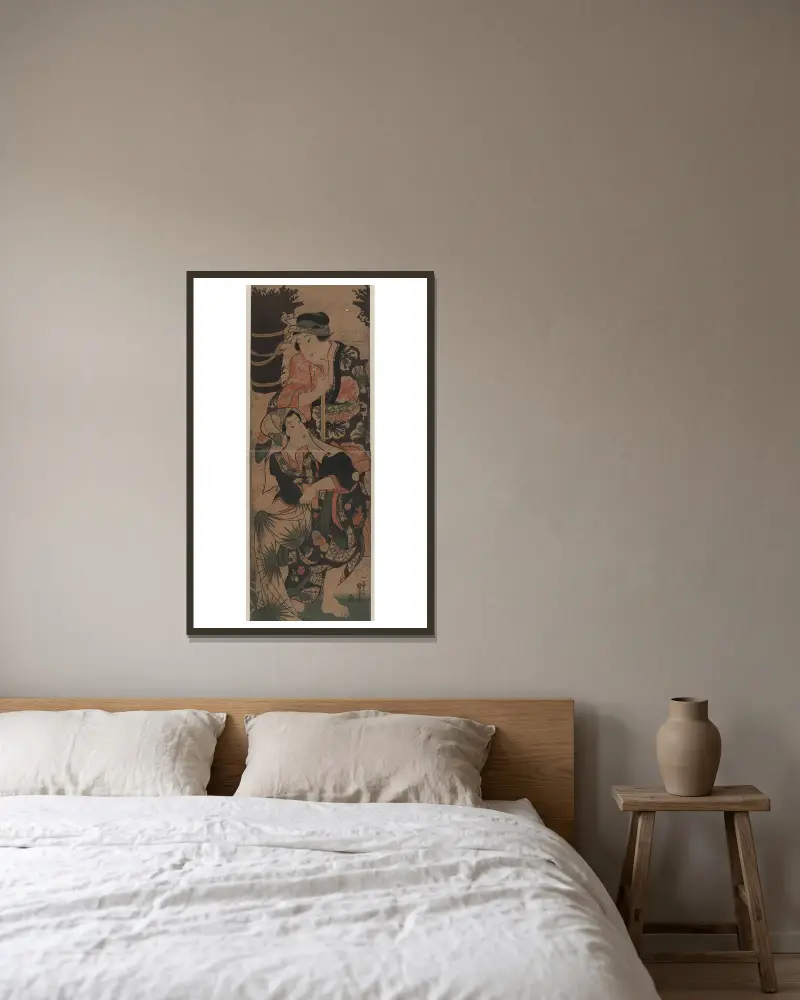 Ris och tvätt av Utagawa Kuniyoshi inramad på en vägg