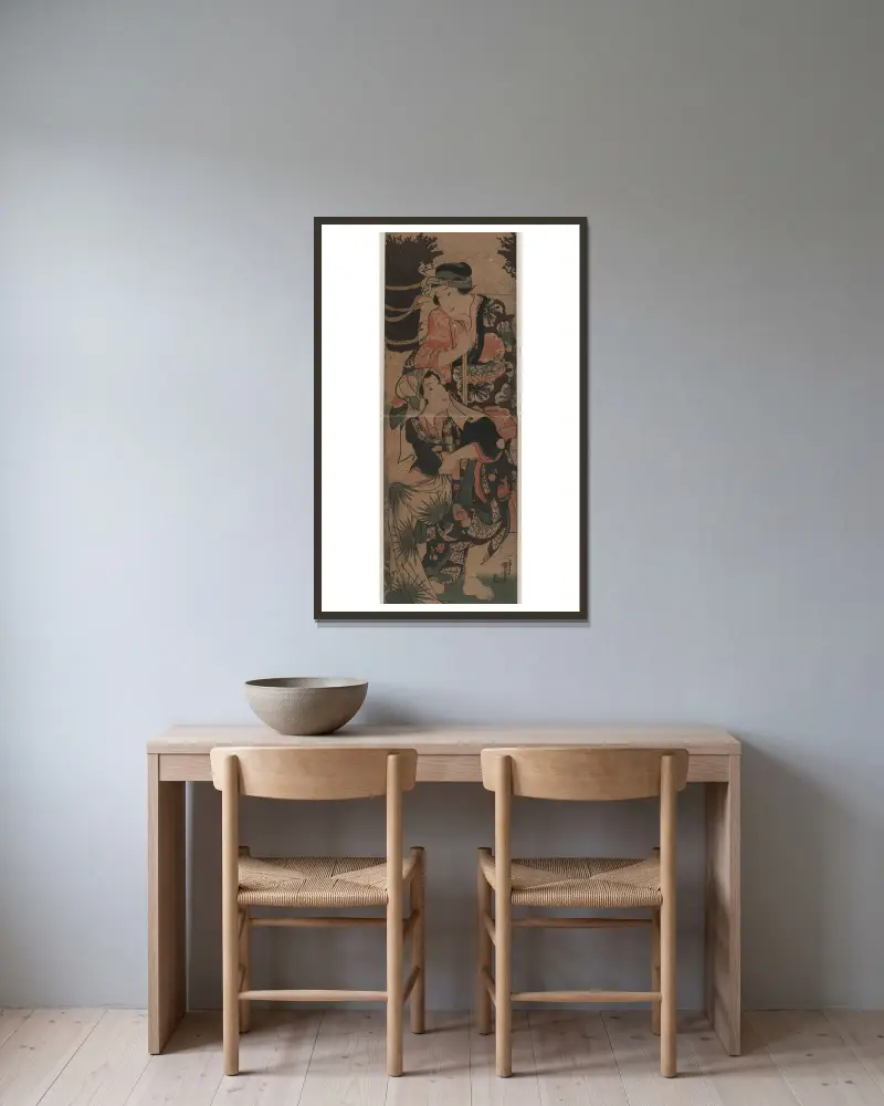 Ris och tvätt av Utagawa Kuniyoshi inramad på en vägg