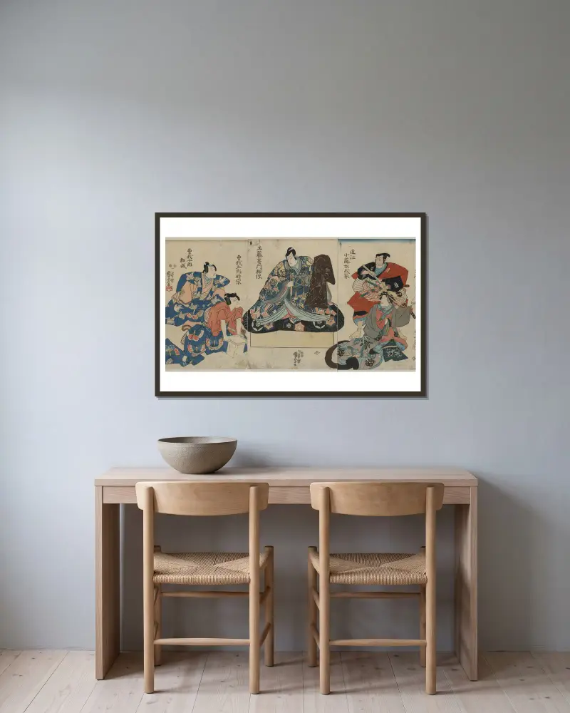 Soga no taimen von Utagawa Kuniyoshi gerahmt an einer Wand