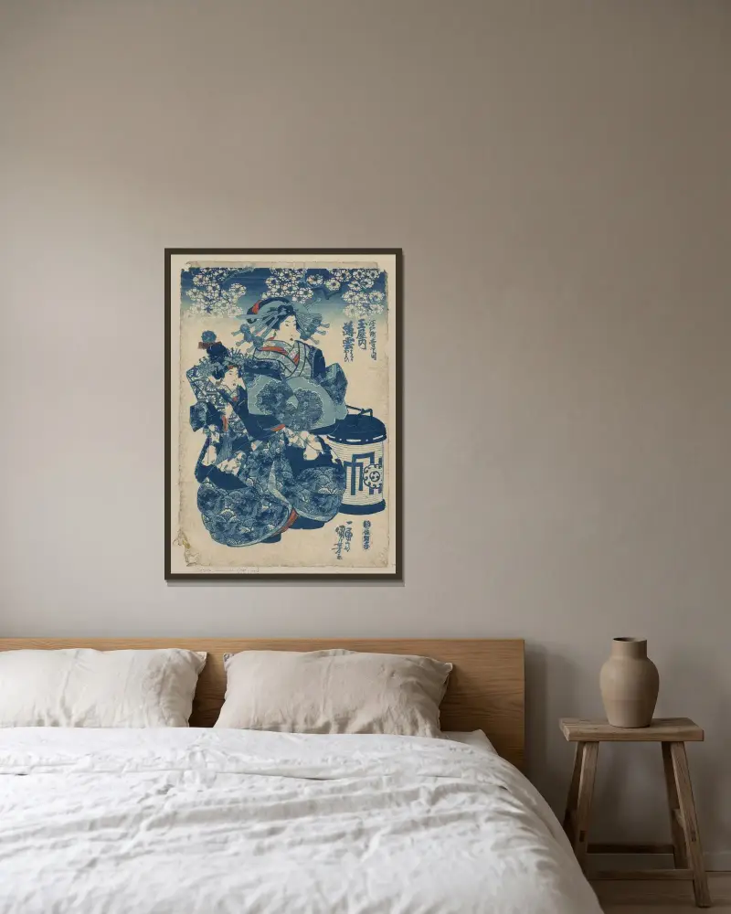 Tamaya uchi Usugumo, Utagawa Kuniyoshi v rámu na stěně