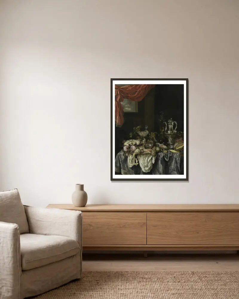 Prunkstück, 1654 von Abraham van Beyeren gerahmt an einer Wand