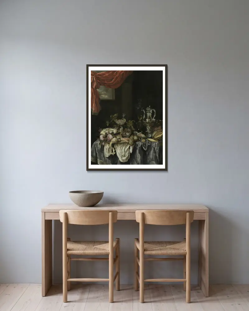 Prunkstück, 1654 von Abraham van Beyeren gerahmt an einer Wand