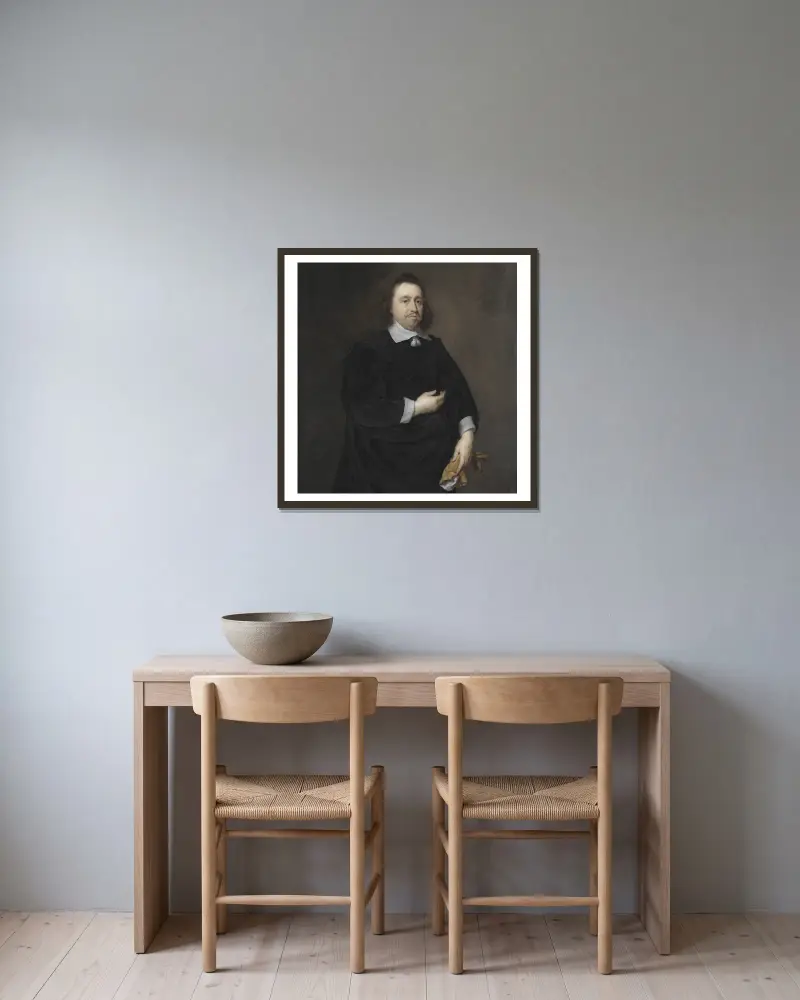 Antoine Charles Parmentier av Cornelis Jonson van Ceulen inramad på en vägg