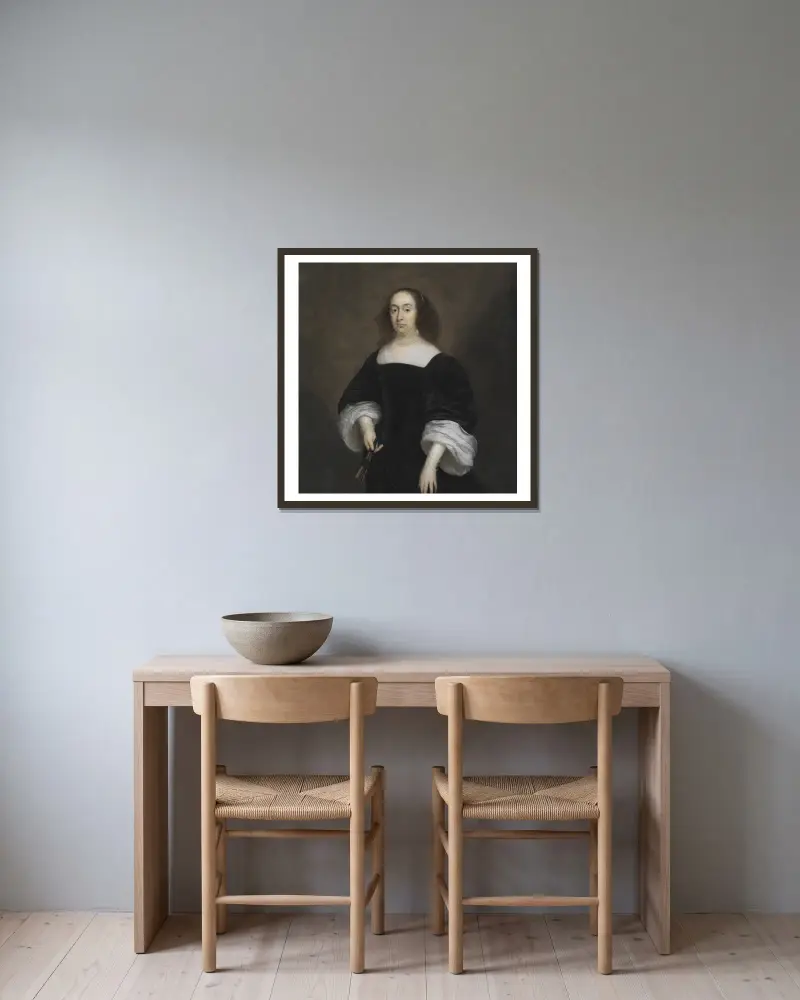 Elisabeth Vivien av Cornelis Jonson van Ceulen inramad på en vägg