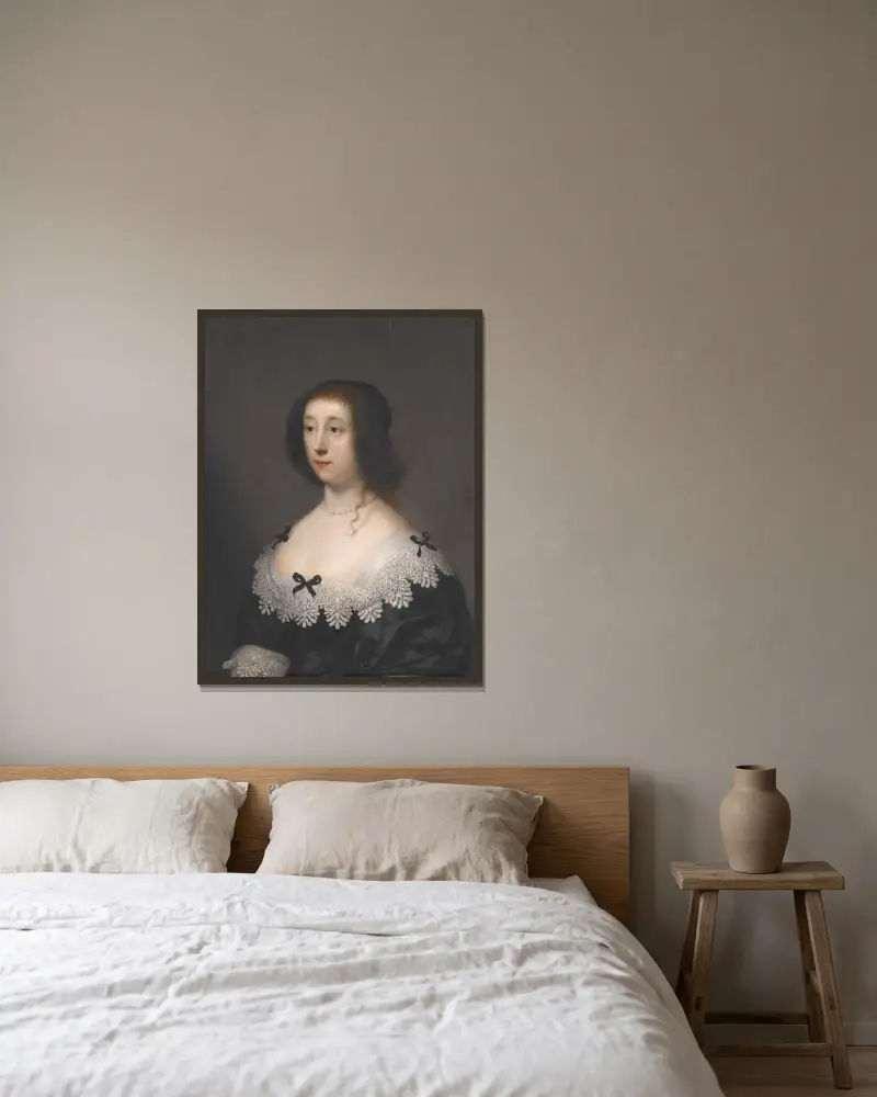Lettice Morison, vicomtessa Falkland av Cornelis Jonson van Ceulen inramad på en vägg