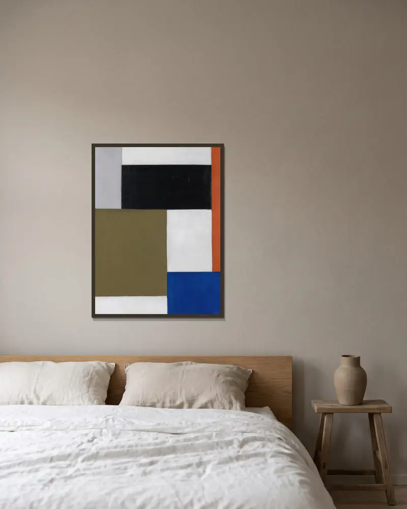 Composition av Theo van Doesburg inramad på en vägg