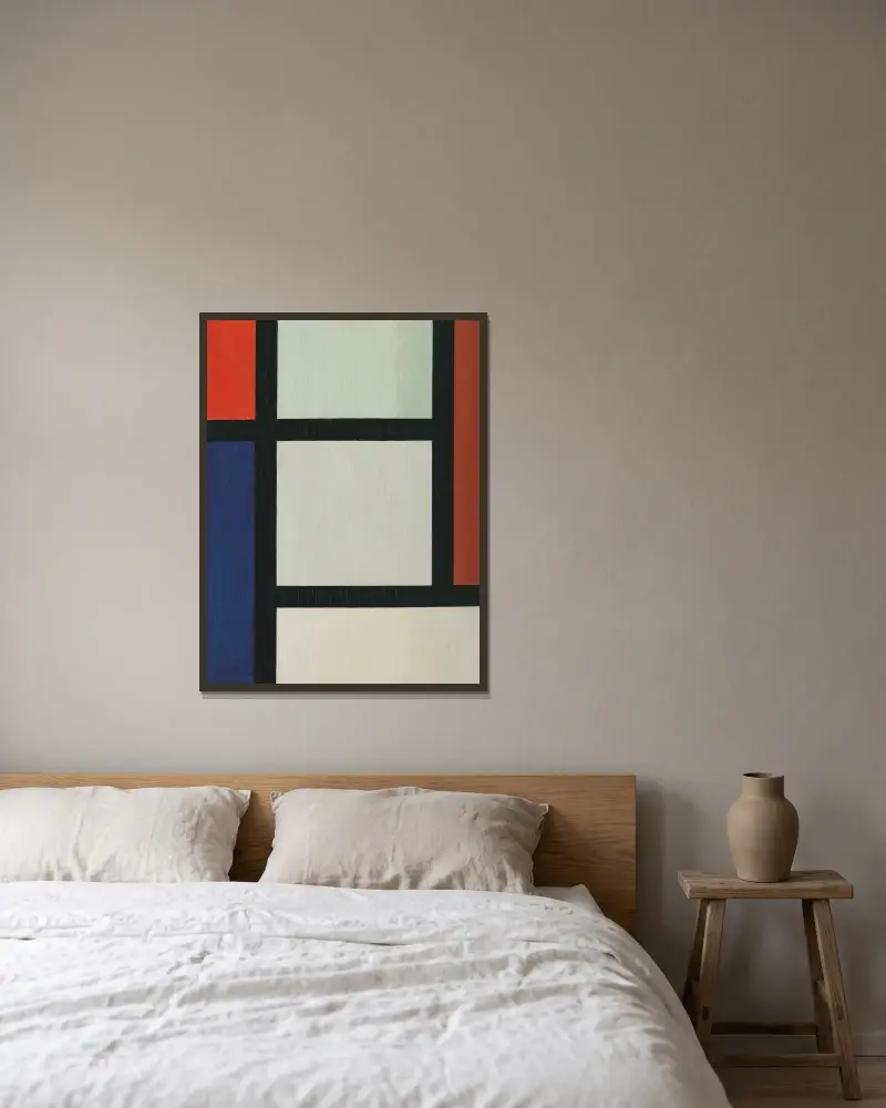 Contra-Composition av Theo van Doesburg inramad på en vägg