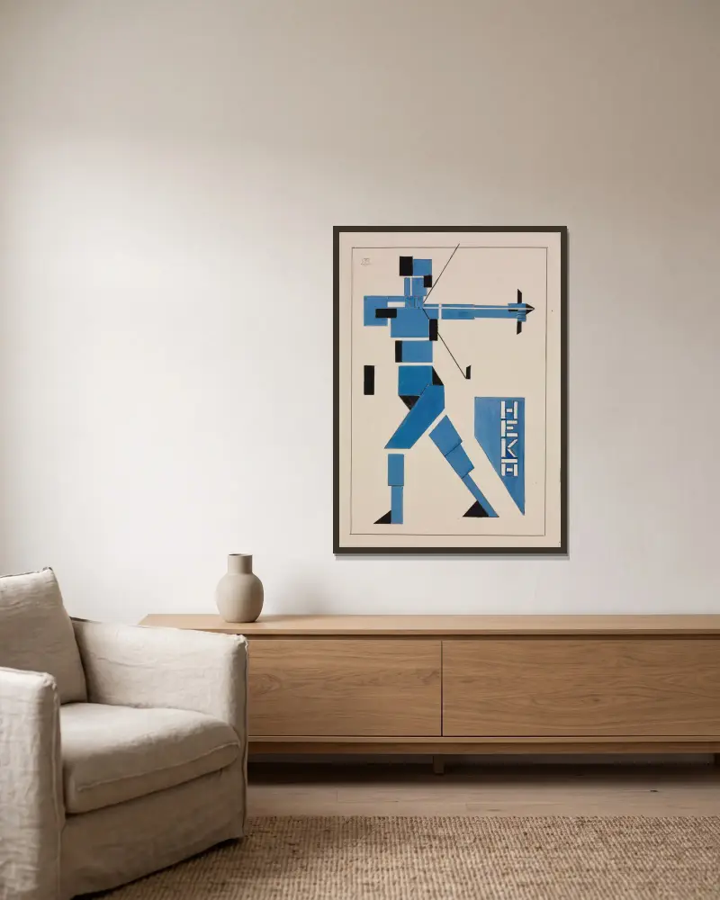 Design for Poster av Theo van Doesburg inramad på en vägg