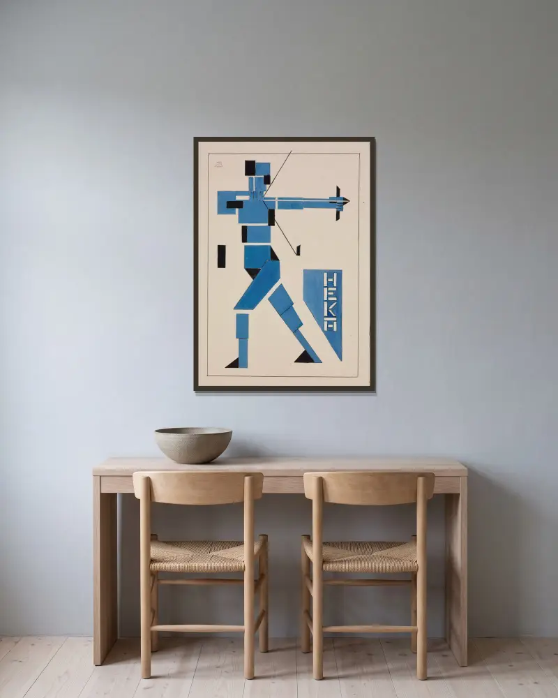 Design for Poster av Theo van Doesburg inramad på en vägg