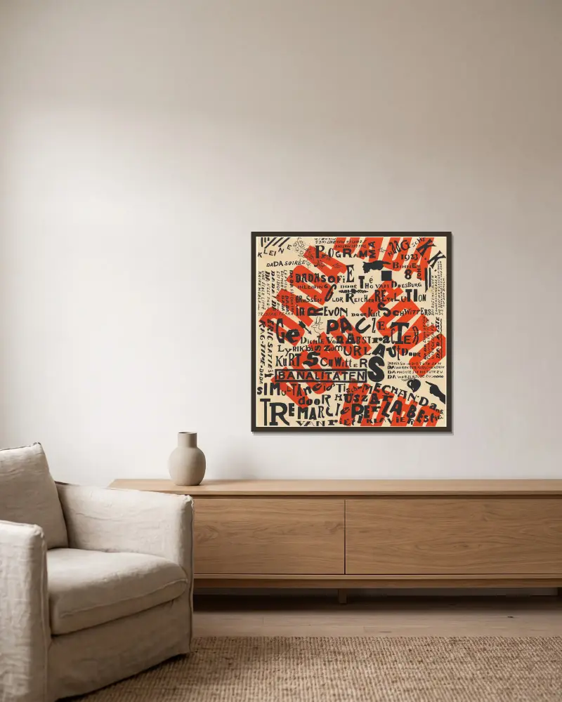 Kleine Dada Soirée, Theo van Doesburg v rámu na stěně