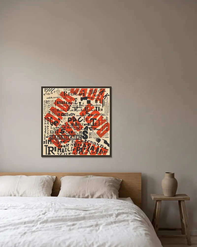 Kleine Dada Soirée, Theo van Doesburg v rámu na stěně
