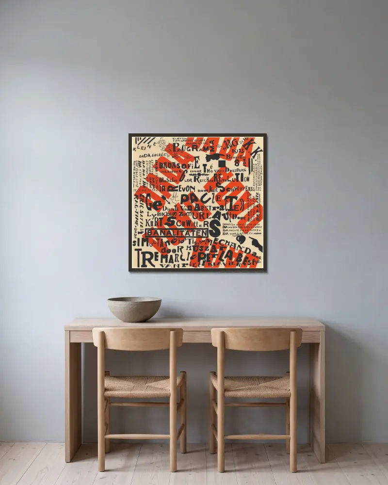 Kleine Dada Soirée, Theo van Doesburg v rámu na stěně