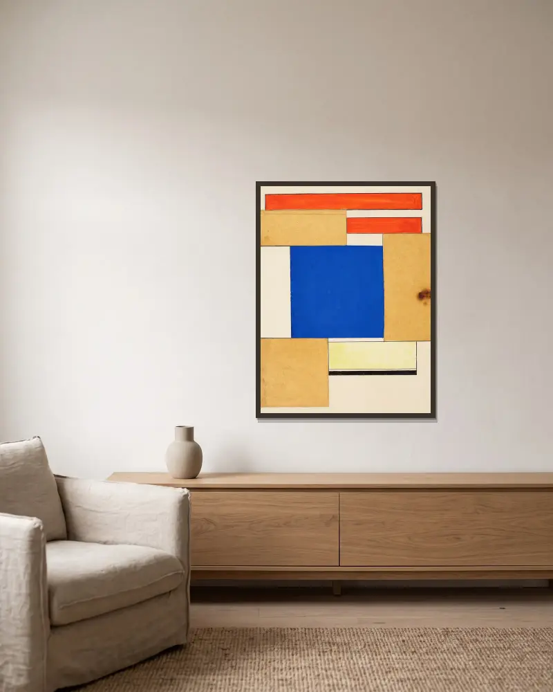 L’architecture vivante av Theo van Doesburg inramad på en vägg