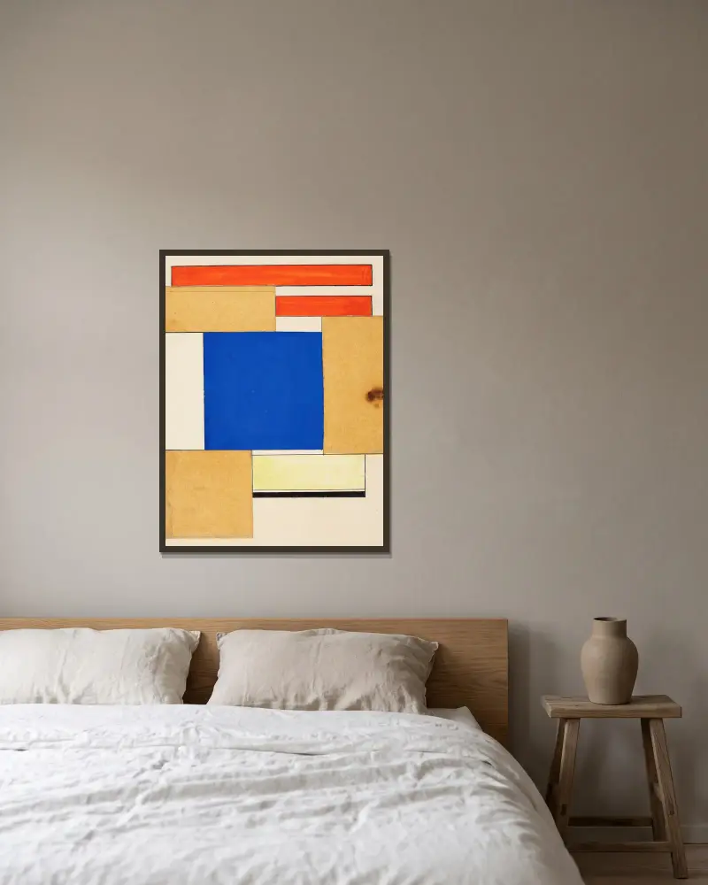 L’architecture vivante av Theo van Doesburg inramad på en vägg