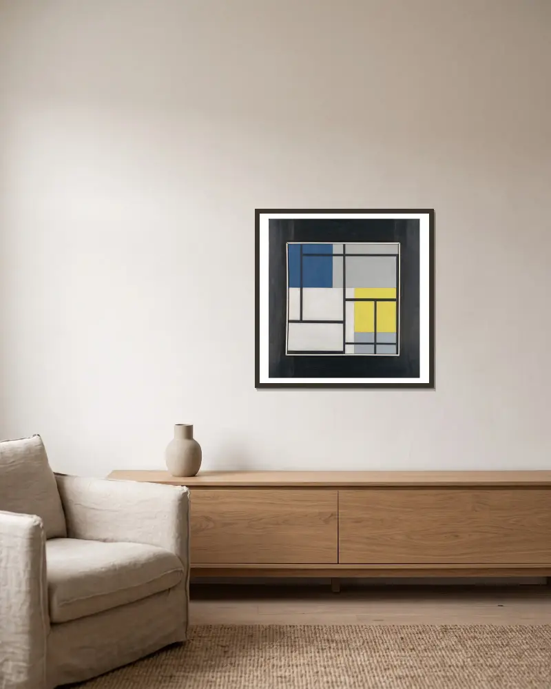 Simultaneous Composition av Theo van Doesburg inramad på en vägg