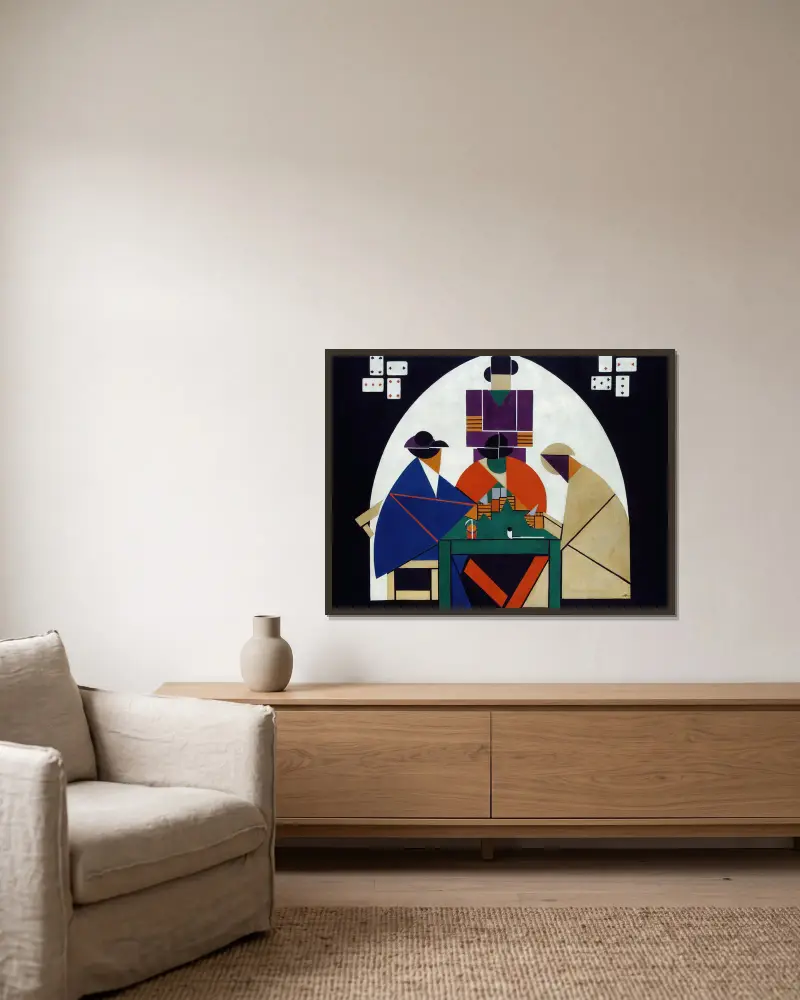 The Cardplayers av Theo van Doesburg inramad på en vägg