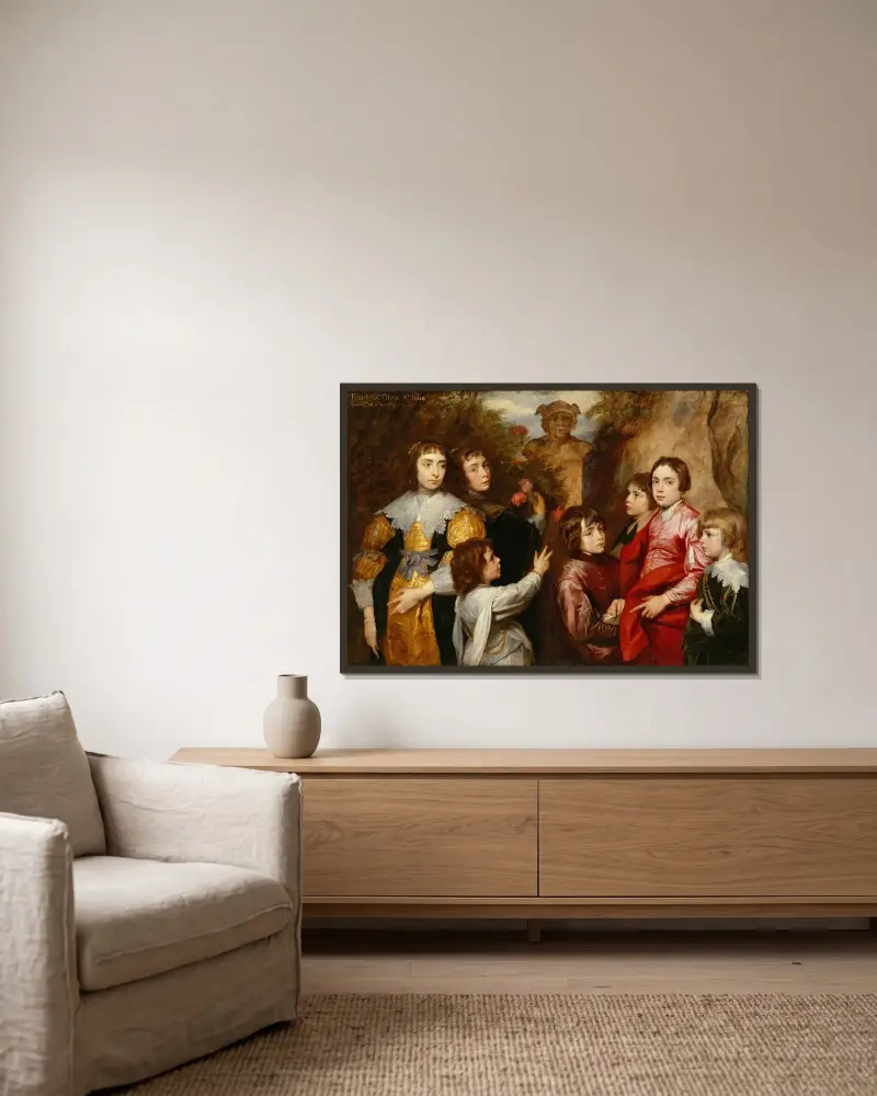 Eine Familiengruppe von Anthony van Dyck gerahmt an einer Wand