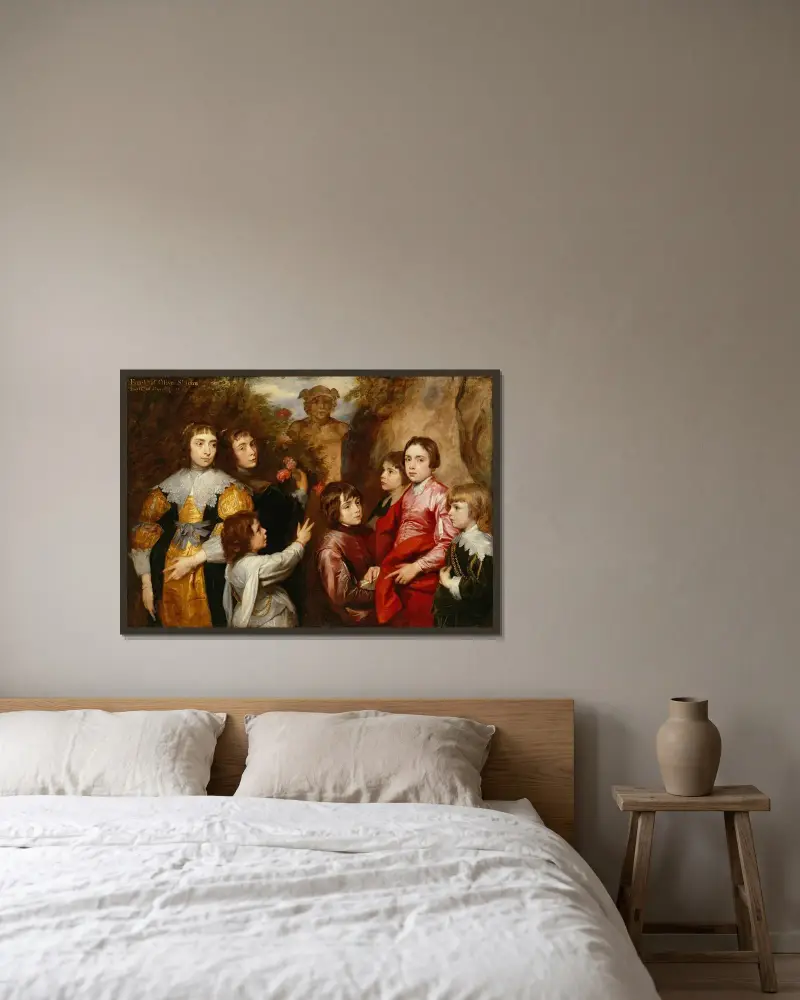 Eine Familiengruppe von Anthony van Dyck gerahmt an einer Wand