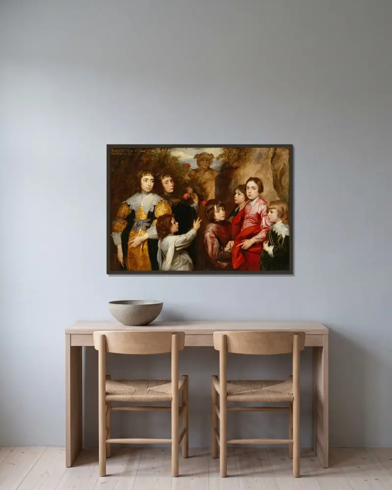 Eine Familiengruppe von Anthony van Dyck gerahmt an einer Wand