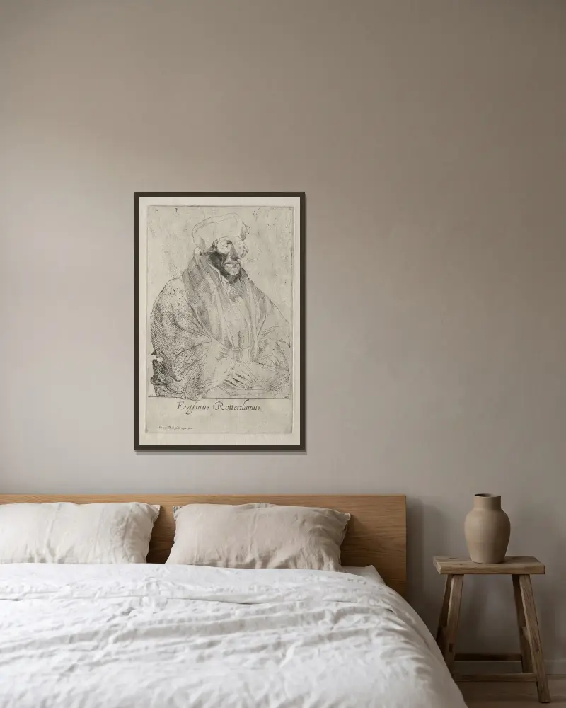 Desiderius Erasmus von Rotterdam von Anthony van Dyck gerahmt an einer Wand