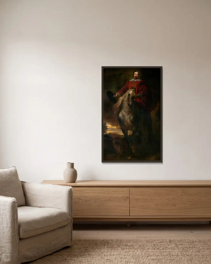 Reiterbildnis von Anthony van Dyck gerahmt an einer Wand