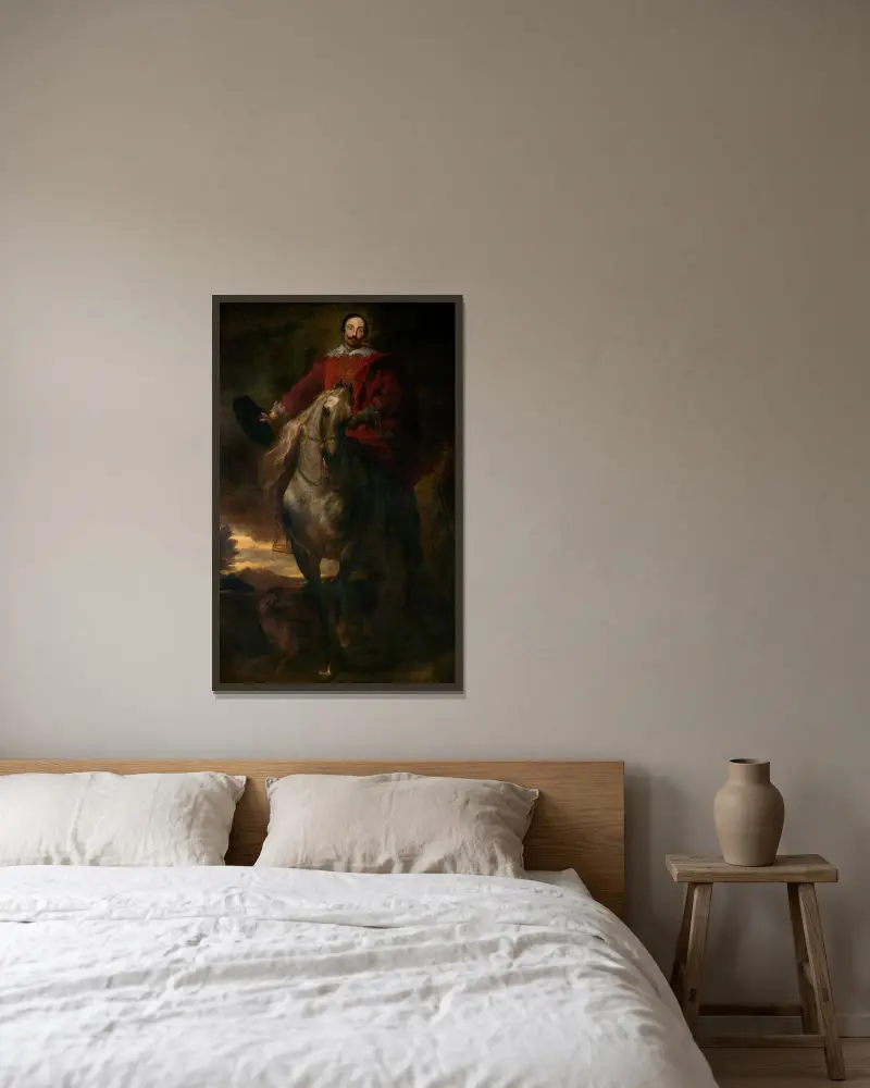 Reiterbildnis von Anthony van Dyck gerahmt an einer Wand
