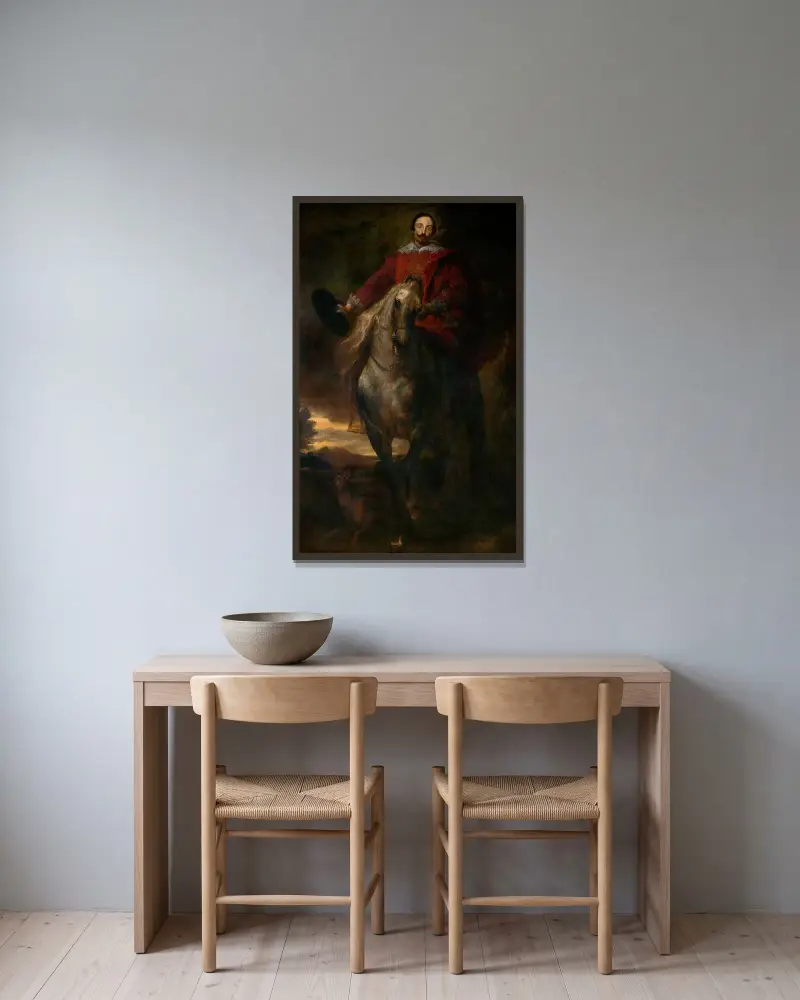 Reiterbildnis von Anthony van Dyck gerahmt an einer Wand