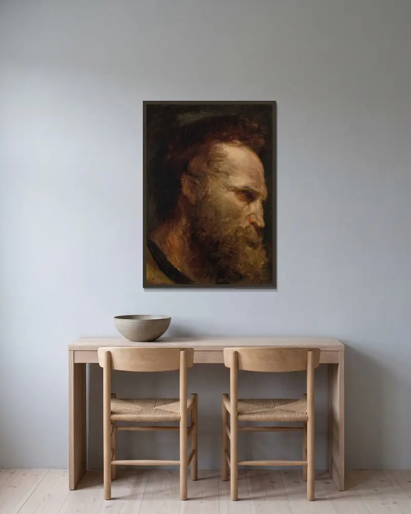 Head study of a bearded man – nr 2 av Anthony van Dyck inramad på en vägg